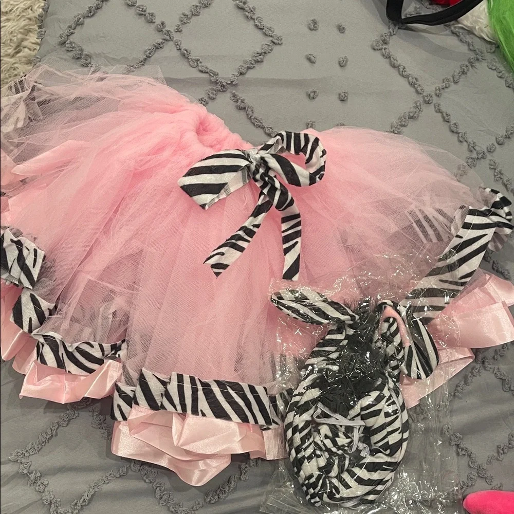 4pcs Zebra Costume Set Tutu Skirt Cosplay Carnival Halloween toddler new